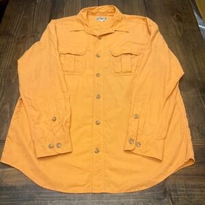 Duluth Trading Co Mens Orange Long Sleeve Button Up Shirt‎ Size L Nylon flyfish
